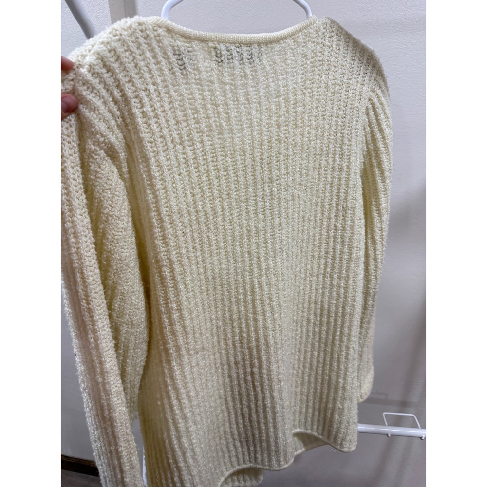 Grandmacore Cottagecore Vintage Cardigan Sweater Cream Size Medium - Picture 2 of 4